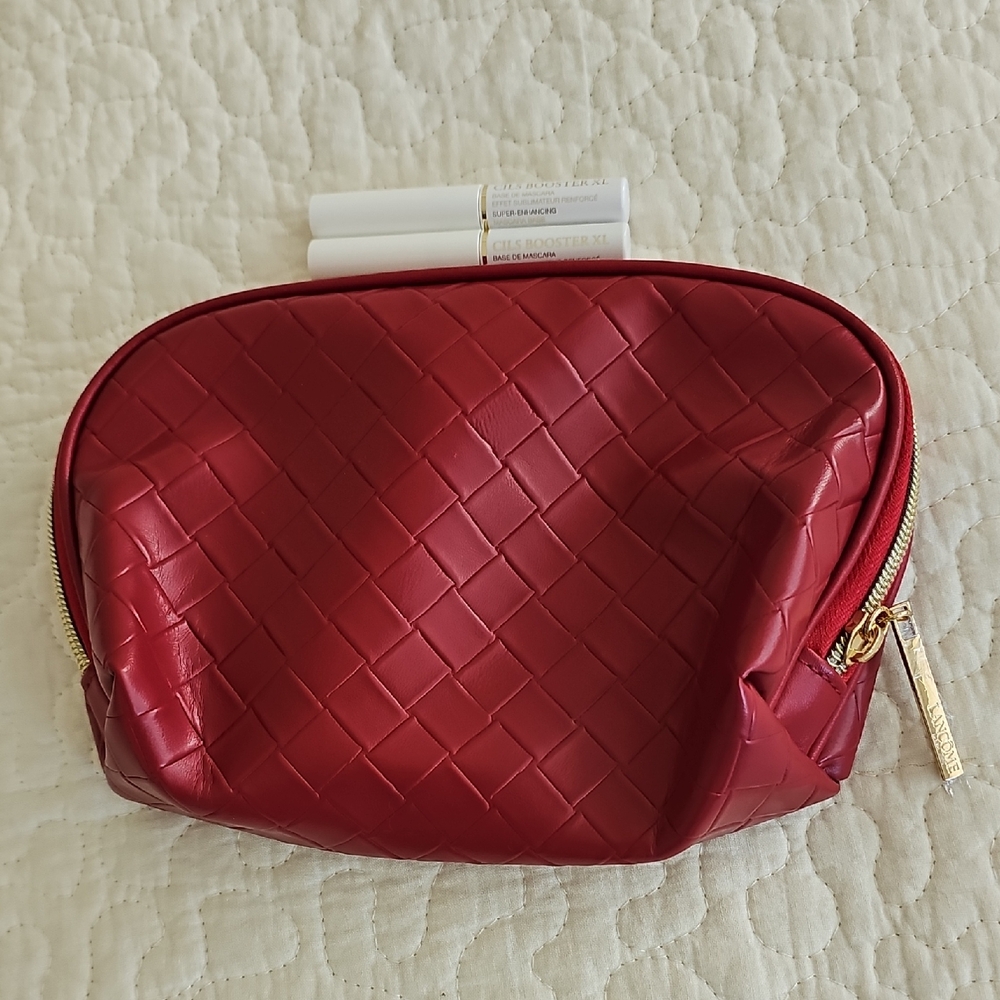 Lancome Red Cosmetic Bag and Makeup Samples NWT
